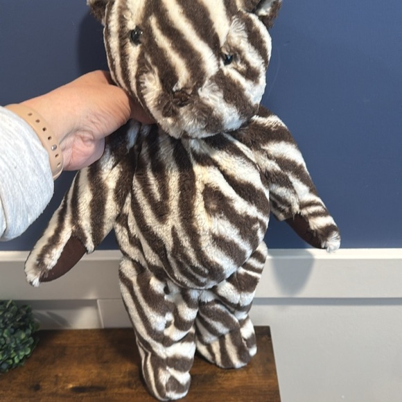 Soft Luxury Teddy Bear Plush PBK Pottery Barn Kids Brown Zebra Stripe Toy 8/2012 - Picture 12 of 12